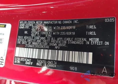 2025 Lexus Nx 350 z USA, uszkodzony, nr VIN 2T2AGCEZXSC083546